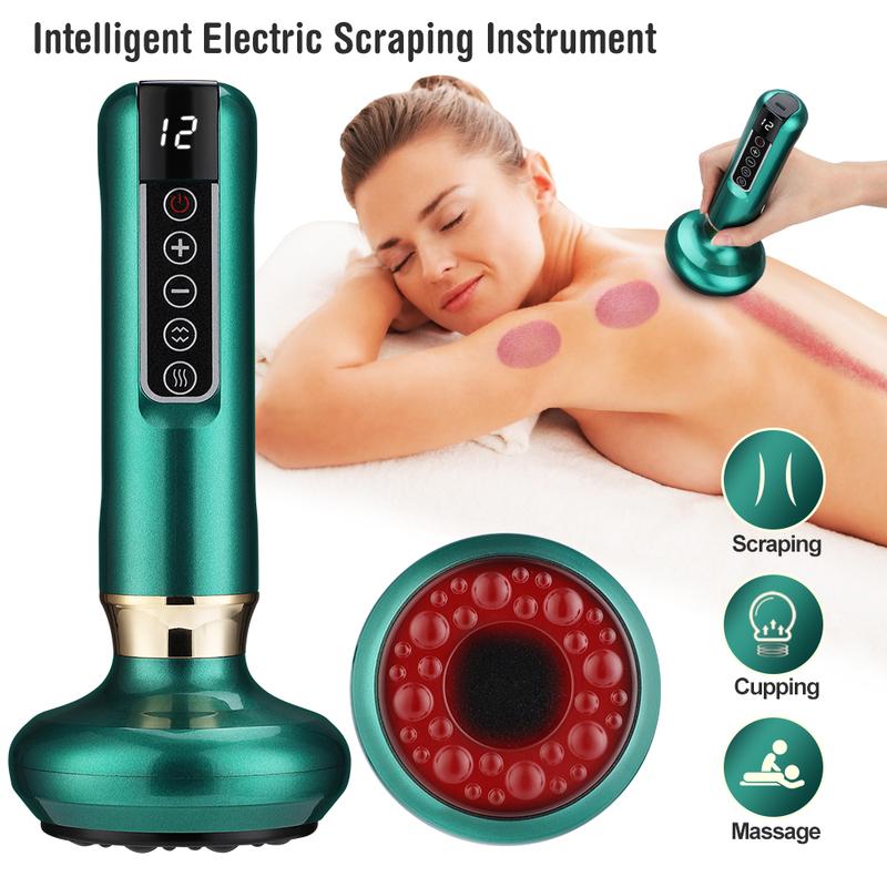 Rechargeable Electric Gua Sha Massager with Heating Vacuum Cupping ABS 304 Stainless Steel