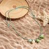 Ceramic Shell Fish Pendant Necklace for Women Irregular Gravel Braided Rope Adjustable Necklace Ocean Theme Boho Beach Jewelry