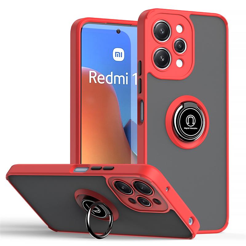 Matte Armor Hard PC Case For Xiaomi Redmi 12 4G 5G Car Magnetic Holder Ring Kickstand Phone Cover for Redmi12 Shockproof Funda