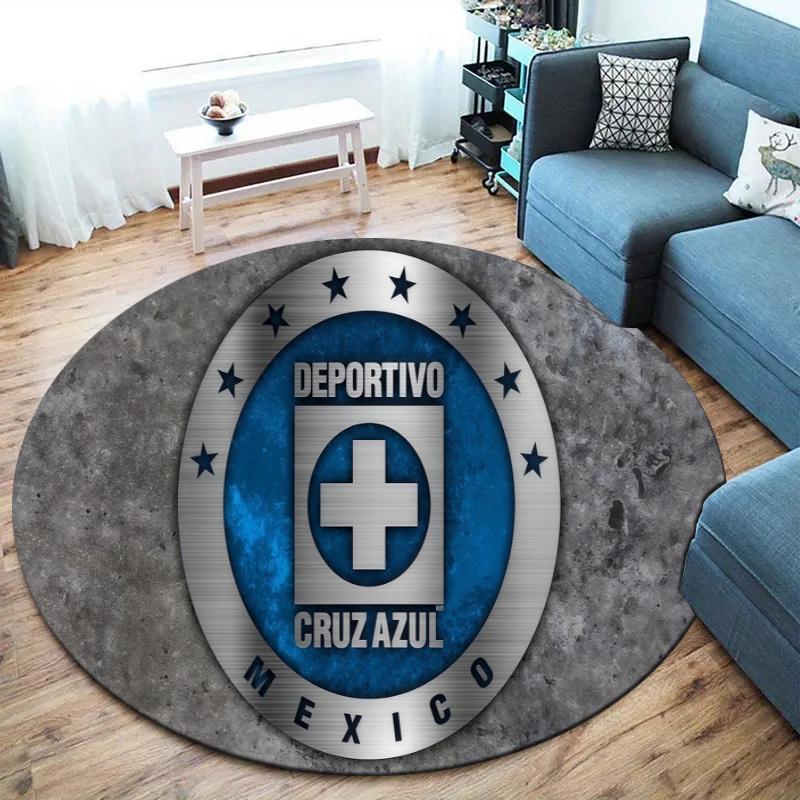 Cruz Azul Round Area Rug,Carpet Rug for Living Room Bedroom Sofa Playroom Decor,Non-slip Floor Mat