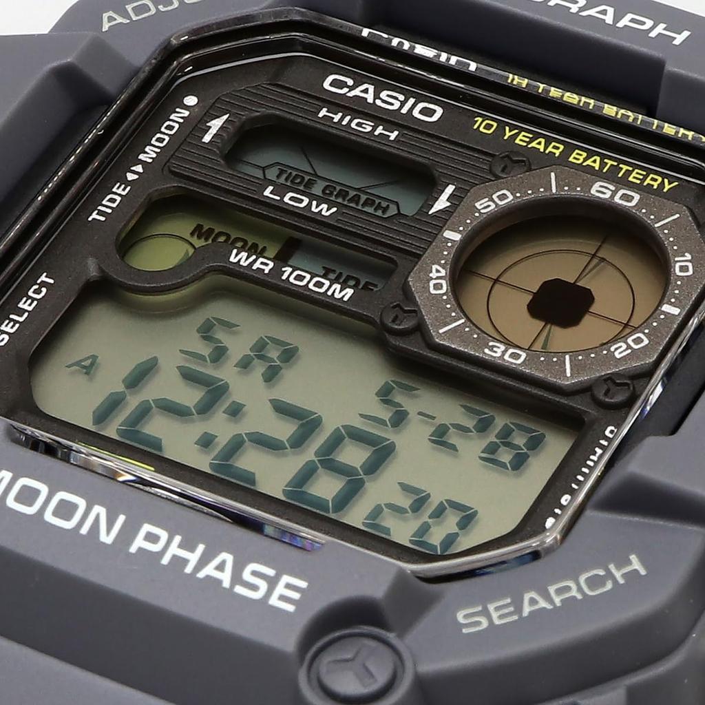 Casio Digital Men's Watch with Tide Graph and Moon Data Display, WS-1700H-8AV, Dark Gray, International Model [Parallel Import]