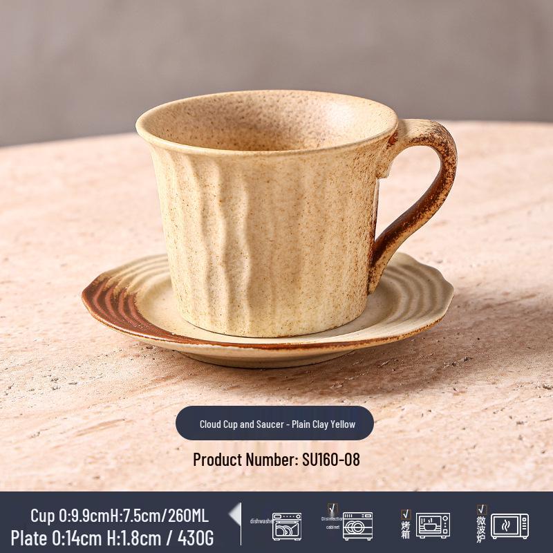 Wabi-Sabi Ceramic Coffee Cup & Saucer Set: Exquisite, High-End Latte Cup Perfect for Afternoon Tea