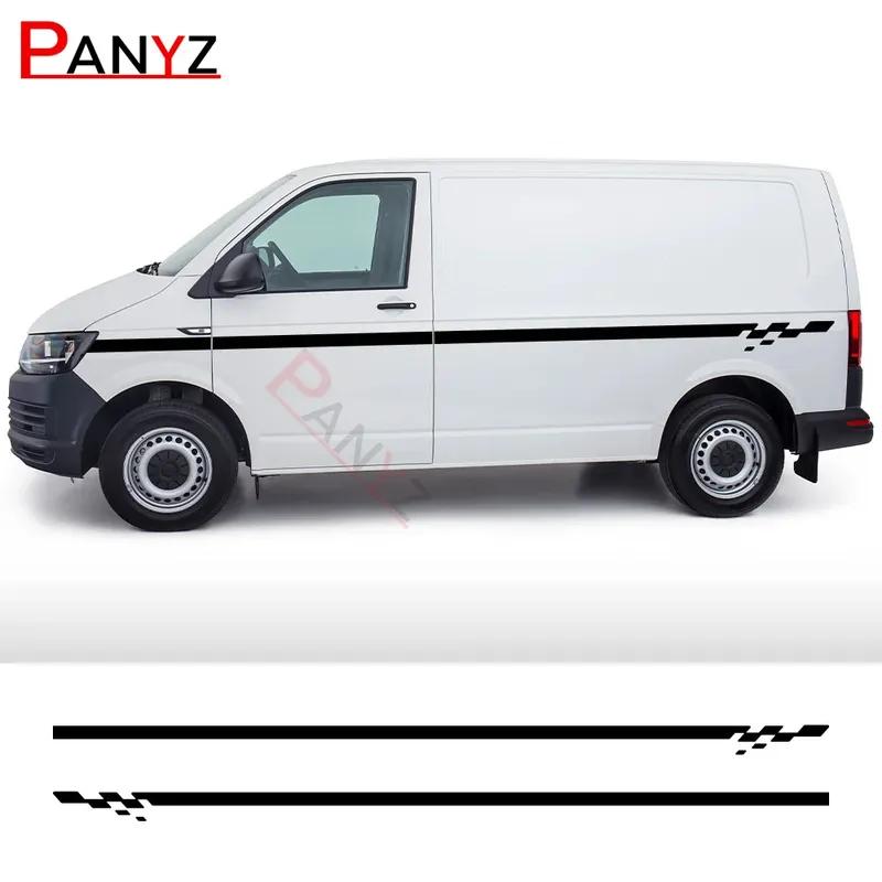 For Volkswagen VW Transporter T4 T5 T6 2PCS Car Stickers Camper Van Side Racing Stripes Graphics Vinyl Film Decals Accessories