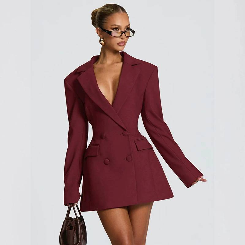 Elegant Deep V Neck Long Sleeve Dress With Highdensity Milk Silk For Business And Office Wear
