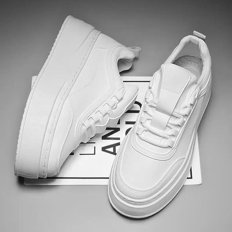 New Men's Board Shoes Thick Sole Elevated Shoes Trendy Fashion Casual  Student Four Seasons Little White
