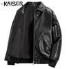 KAISER Men's Genuine Leather Lapel Motorcycle Jacket