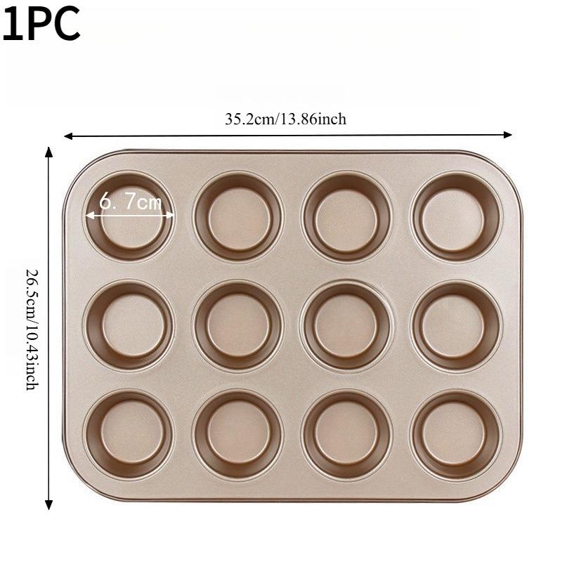 1PC cake mold household 12 even baking mold commercial mini muffin cup baking pan does not stick to the round muffin mold