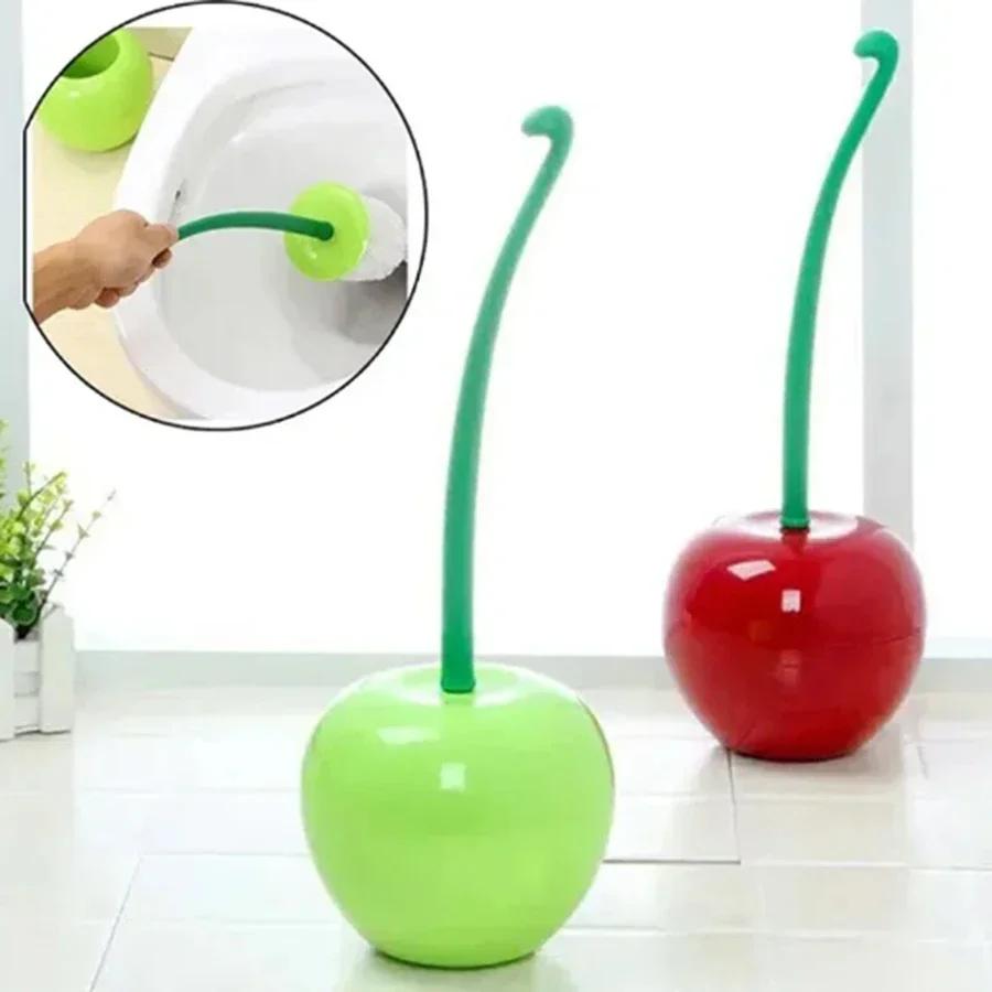 1pc -Toilet brush New Lovely Cherry Shape Lavatory Brush Toilet Brush Holder Set Toilet Bathroom mat Toilet brush Cleaning