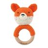 Montessori Babyrassel aus Holz, Lernspielzeug, Feinmotorik-Lern-Geschenk, Baby-Greifspielzeug, gehäkelte Babyrassel, Holzrassel