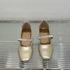 Fashion 2025 New Beaded Mid-heel Single Shoes Autumn New Square Toe Shallow Mouth One-band Soft Sole Non-slip Block Heel Shoes