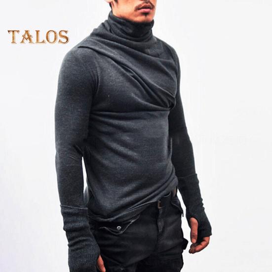 Frühlings- und Herbstoberteil für Herren mit Nackenschutz, hoher Kragen, schmale Passform, dehnbar, plissiert, lange Ärmel, Pullover-Sweatshirt für den Heimsport, Fitnessstudio, Straßenkleidung