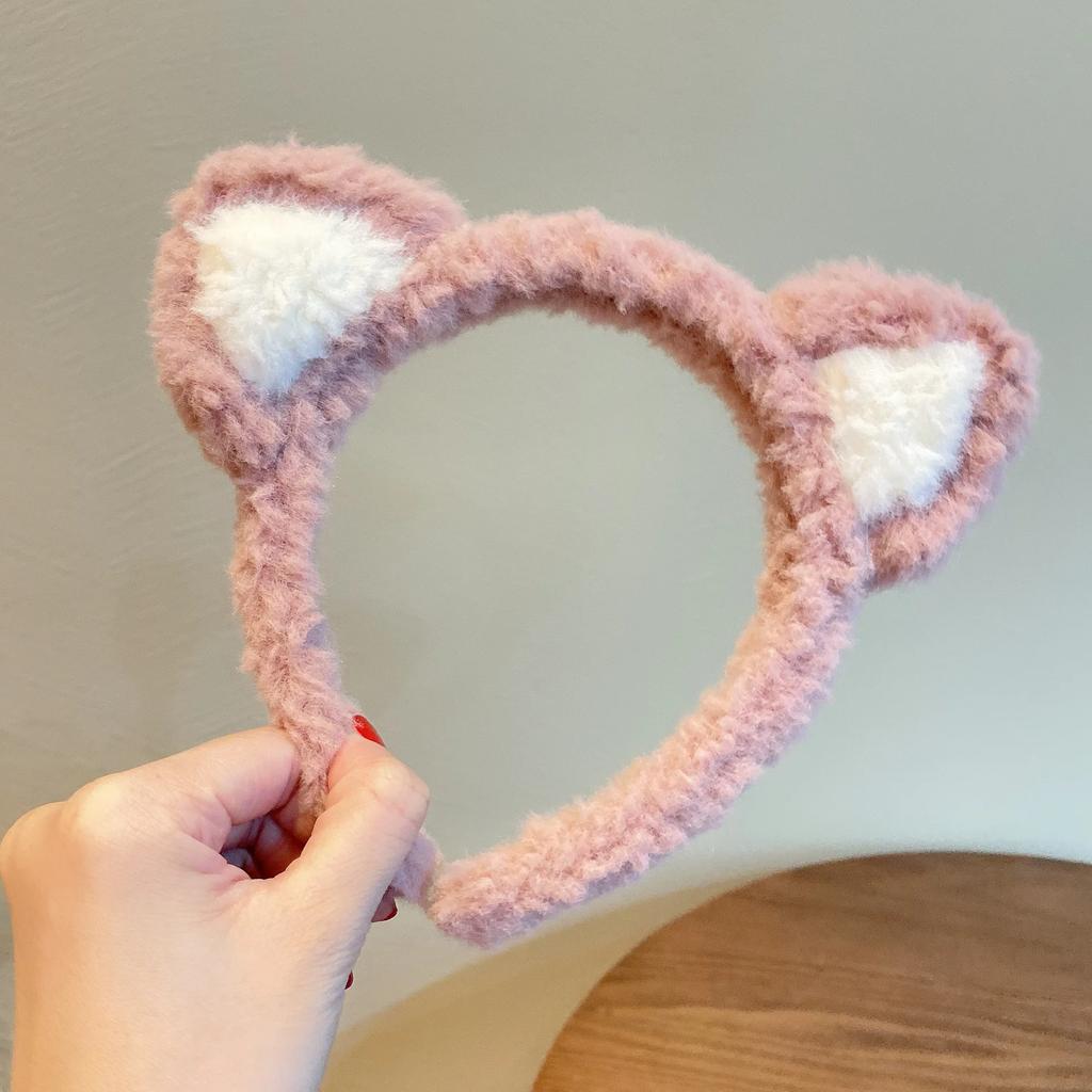 Cat Cute Women Ears Hairband Girl Cosplay Hair Hoop Winter Soft Wool Headband Anime Party Hair Bands Face Wash Makeup Headwear