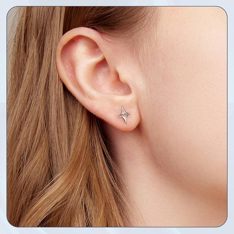 S925 Sterling Silver Star Ring Stud Earrings Jewelry Set, A Cold Wind Mango Star Bracelet For Women