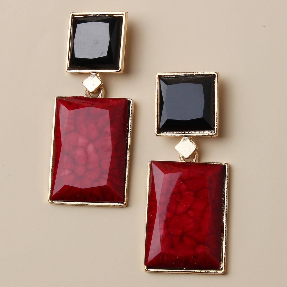 

Новые геометрические ретро-серьги из смолы в европейском и американском стиле моды, подарок для ювелирных изделий из сплава с шармом 6*2.5cm красный