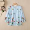 Women Casual Round Neck Floral Print Loose Half Sleeve Blouse