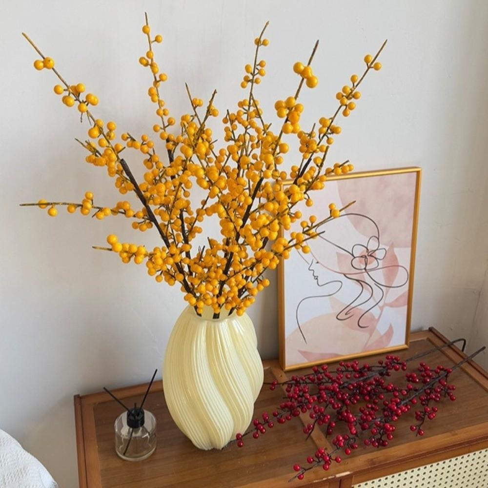 1PCS Holly Little Fruit Artificial Plants Red Berries Berry Bouquet Fake Flowers  New Year