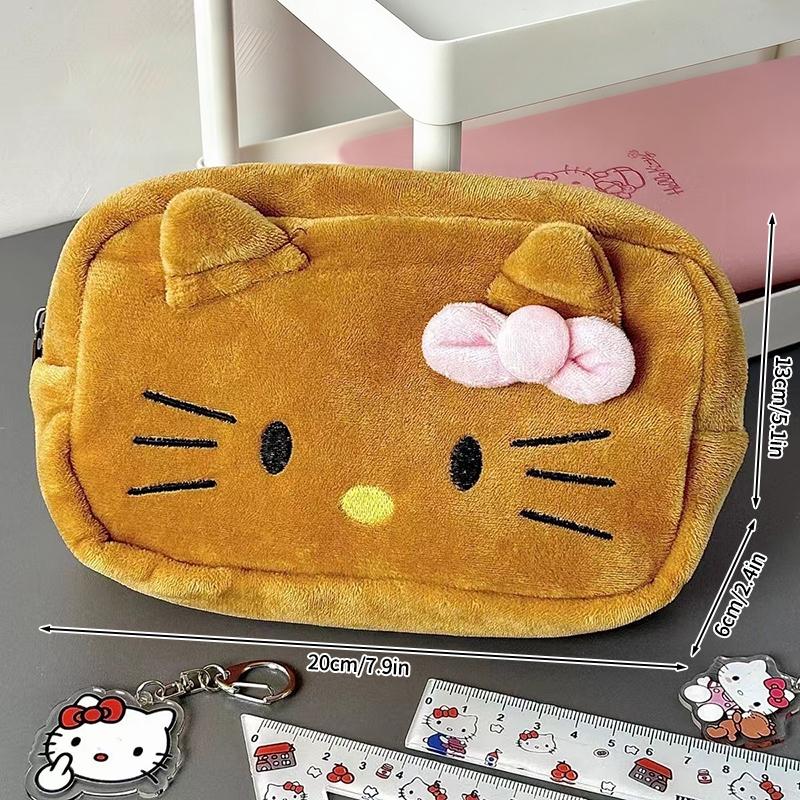 Hello Kitty Pencil Case Large Capacity Plush Pen Holder Hello Kitty Storage Bag Makeup Bag Cosmetics Pouch Desk Organizer Bag