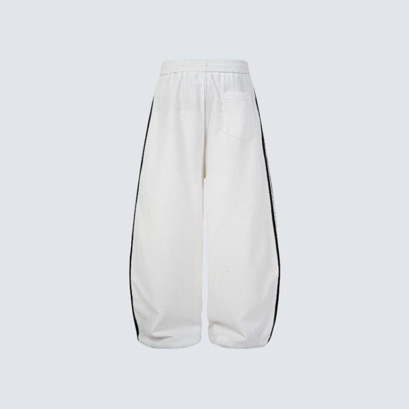 Unisex Relaxed Fit Waffle Knit Jogger Pants With Embroidered Patch Drawstring Waist