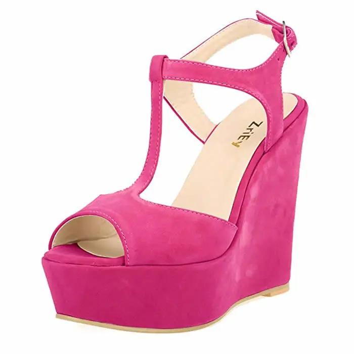 Fashion Women's Open Toe Sandals High Wedge Sexy Club Heel Shoes Wedding Shoes Women Sandals 195-2VE