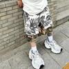 FlowStreet Nové Falešné Dvou dílné Spojované Kamuflážní Cargo Šortky pro Muže Široká Noha Patchwork Volné Nad Kolena Kalhoty Oversized Volné Krátké