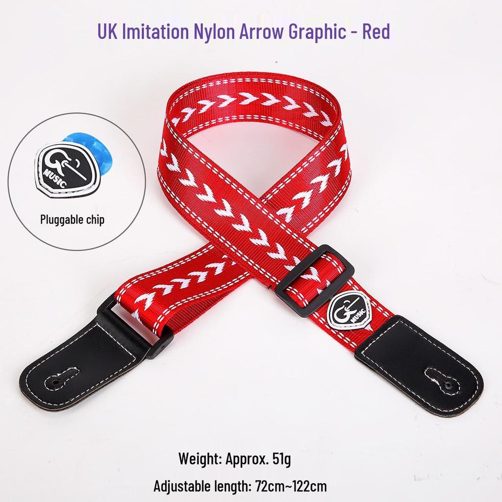 Ukulele and Guitar Strap - Striped Polyester Cotton with Thickened PU Leather