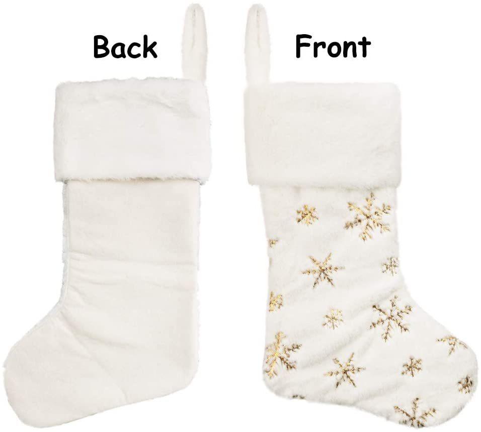 New Glitter Plush Christmas Stocking Fireplace Mantel Hanging Decor Festive Home Ornament Gift Bag