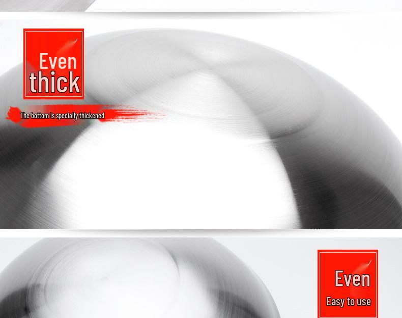 Extra Thick Non-Magnetic Stainless Steel Wok, 34-100cm Round Bottom with Double Ears for Commercial Use