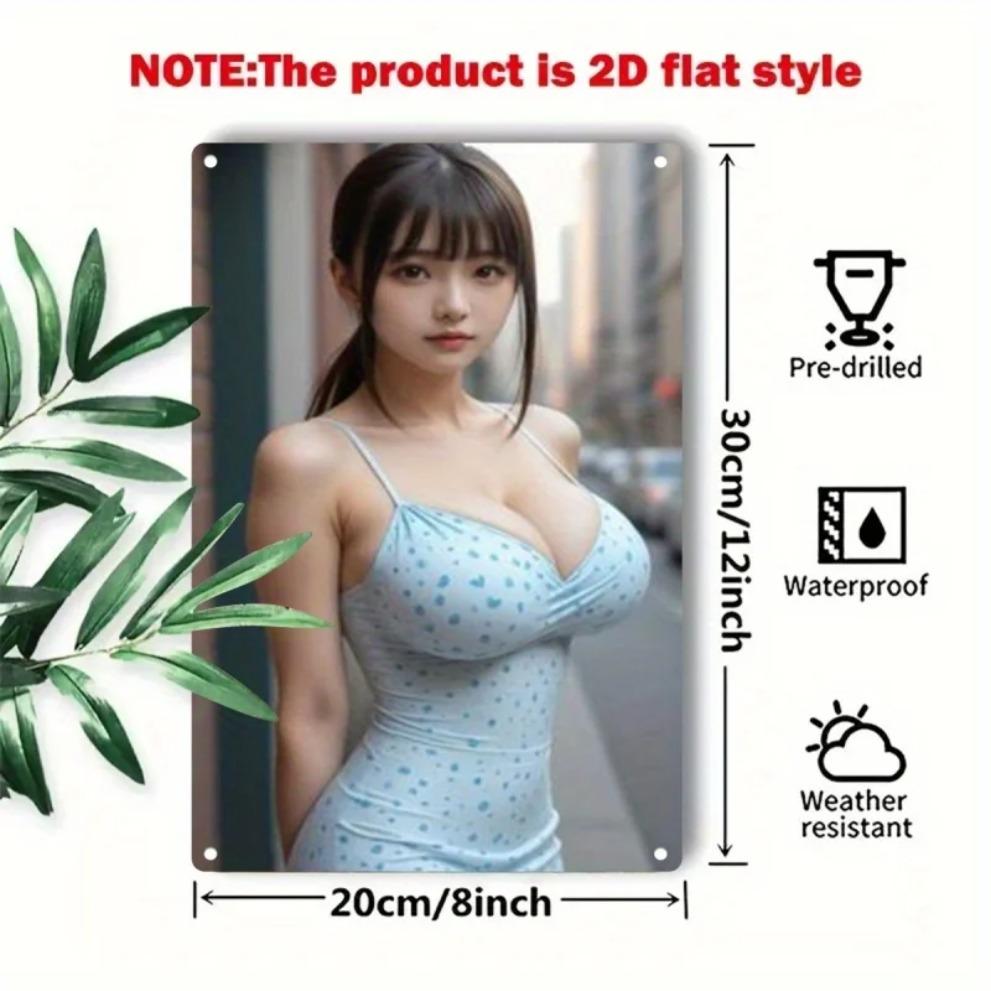 Vintage Metallwandkunst mit blauen Augen Retro-Porträt - Langlebiges Eisenschild für Heimbar Café Dekoration Weihnachtsgeschenk