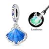925 Silver Luminous Blue Ocean Series Octopus Starfish Charms Beads For Women Fit Bracelet DIY Jewelry Gifts