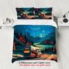 3-piece Set, Camping Pattern Printed Duvet Set, Queen, King, Double Bed, Party  Funny and Creative Bedding Set