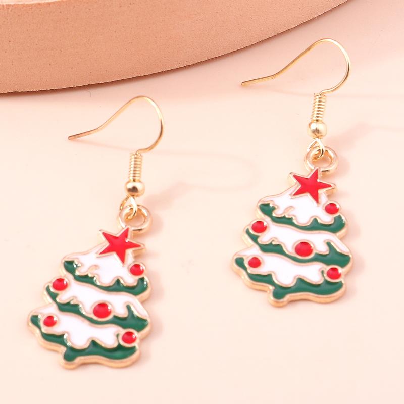 Fashion Merry Christmas Wreath Circle Hoop Earrings for Women Girls New  Party Festival Jewelry Gifts