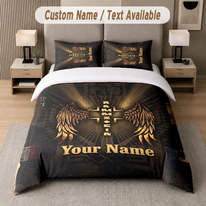 Custom Bedding Set Rammstein Pattern, Print Name Text 1 Duvet Cover Plus 2 Pillowcases Home Textile