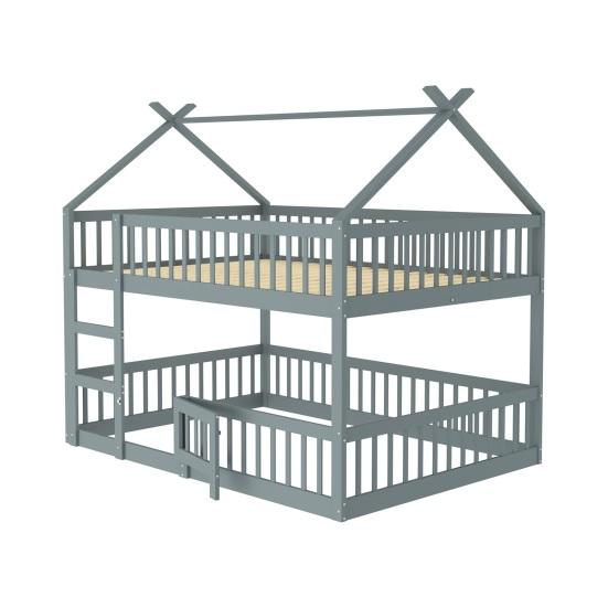Wood Frame Family Loft Bed Stable Base Bunk with Ladder Falling Protection Strong Baby Cot Load Bearing Bedroom Furniture