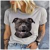 Cotton  Cute Brindle Staffordshire Bull Terrier Portrait Tshirt Women Staffy Dog Lover Casual Summer Short Sleeve Graphic T