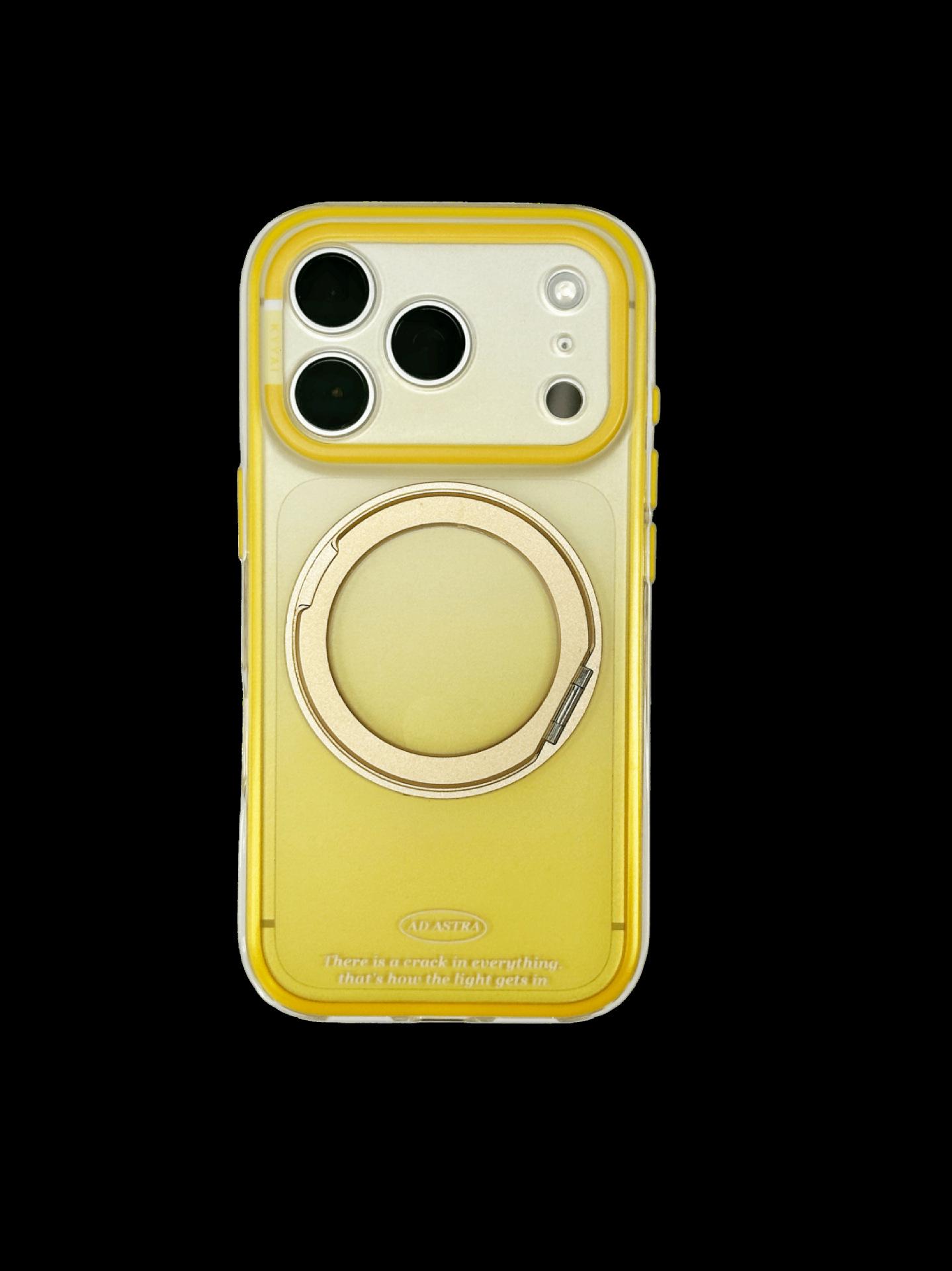 Premium Frosted Semi-Transparent iPhone 17 Pro Case with 360° Magnetic Bracket 15 pro max жёлтый