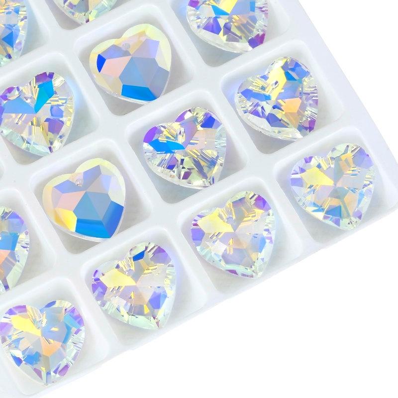 12Pcs Austria Crystal Pendant Loose Rhinestone Beads Charms Glass Jewelry Gems Stones for DIY Necklace Jewelry Making 11Styles