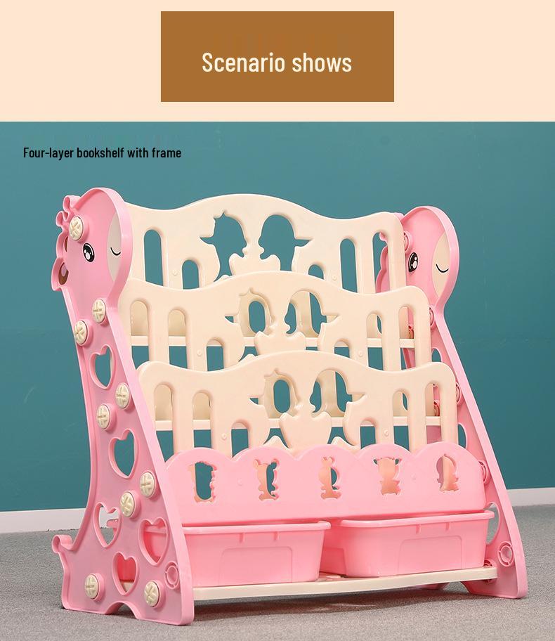 Children's Cartoon Bookshelf: Simple Plastic Bookcase for Kids' Room or Kindergarten.
