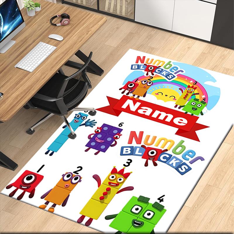 Tappeto Stampato Personalizzato con Name Numberblocks, per Sedia da Ufficio Soggiorno Camera da Letto Cucina Decorazioni Regali.