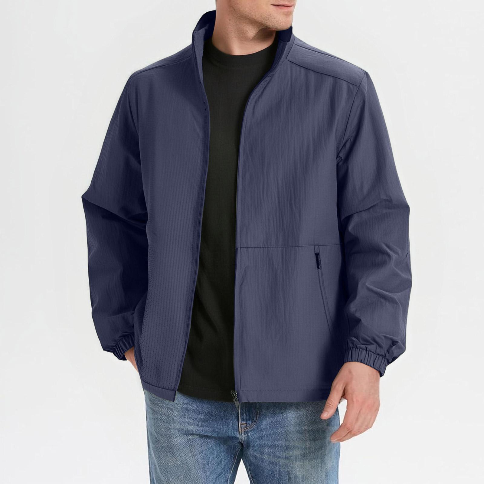 

Men s Casual Oversized Solid-Color Jacket XL тёмно-синий