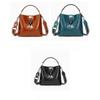 Real Oil Wax Leather Women's Bucket Bag Casual and Simple Handbag Large Capacity Ladies Cowhide Fashionable Crossbody Tote Bag