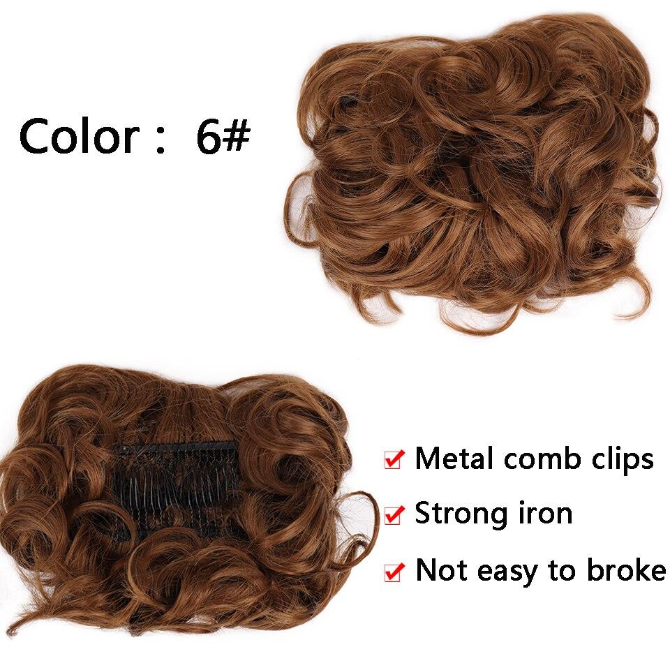 LUPU Syntetický hřeben Clip In Kudrnaté prodlužování vlasů Drdol do vlasů Ombre Blond Elastické gumičky do vlasů pro ženy