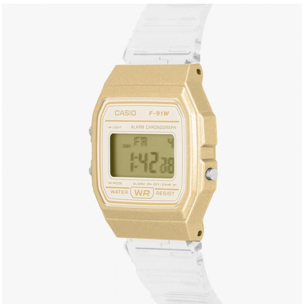 Casio Unisex Digital Square Vintage Retro Transparent Urethane Watch F 91ws 7a2