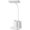 LED Desk Lamp with Pen/Phone Holder,Small Rechargeable Desk Light with Flexible Gooseneck, 3 Color Modes, Stepless Dimming,Small Study Lamp for Dorm