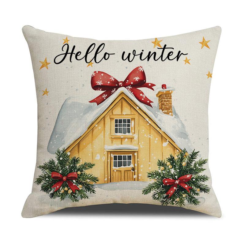 Christmas Pillow Covers 45x45cm Set of 4,Tree Snow Xmas Holiday Decor Throw Cushion Case Decoration for Sofa Couch