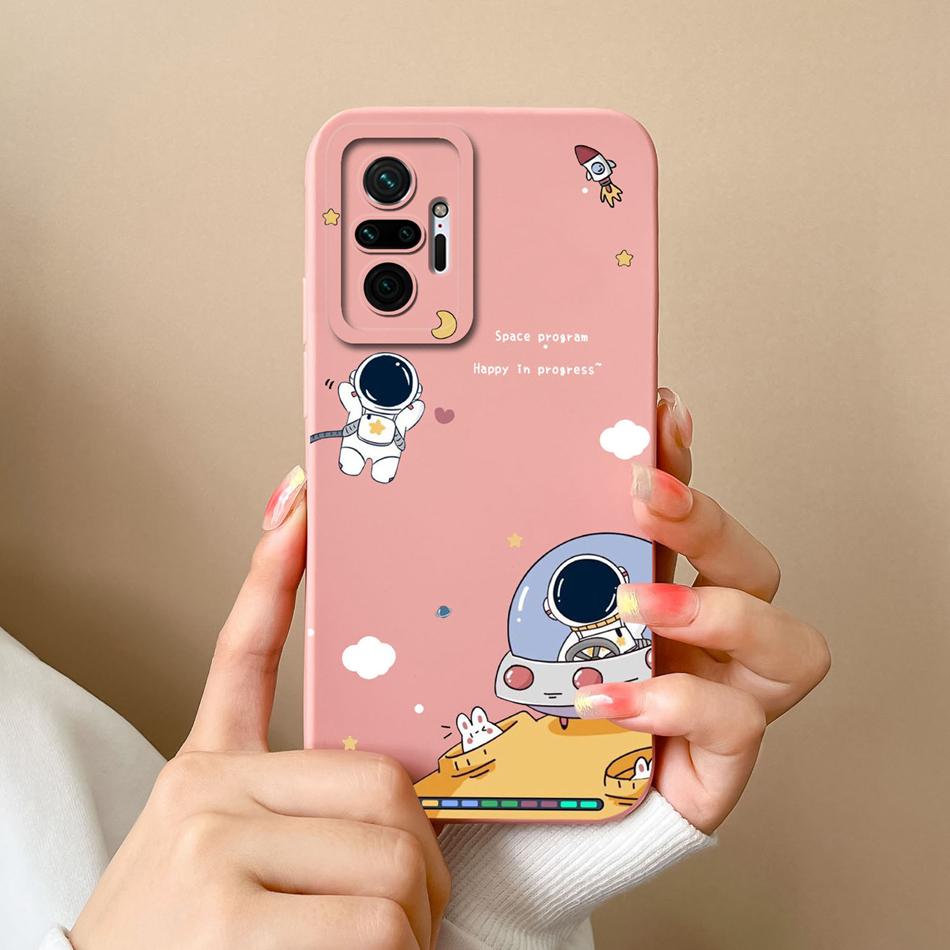Case For Redmi Note 10 Pro Max Astronaut Soft Liquid Silicone Camera Protection Back Cover For Xiaomi Redmi Note 10Pro Max Coque