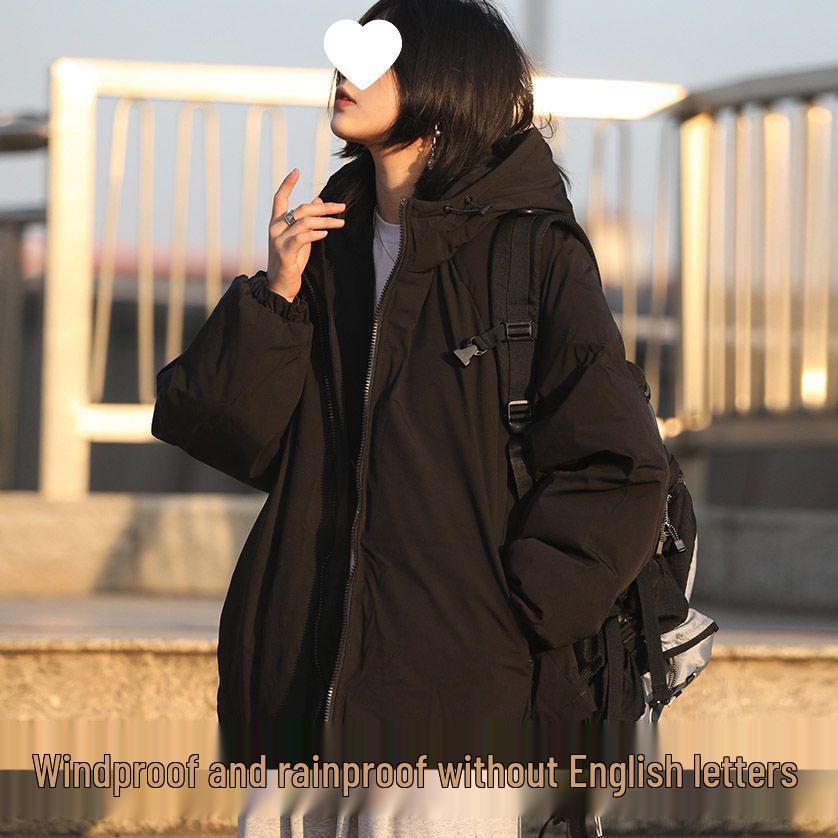 Women's Thickened Fleece-Lined Cotton Jacket, Japanese Academy Style, Unisex Warm Hooded Winter Coat
