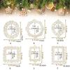 24 PCS Vintage Carved Wooden Frames Set with Jute String, 6 Designs for Photo Display, DIY Crafts, Wedding & Home Wall Decor