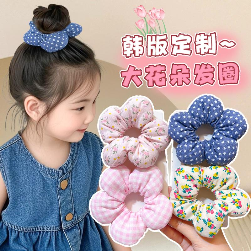 Super Süße Blumen Scrunchies Kinder Mädchen Kind Elastisches Haarband Accessoires Haargummi Haargummi Kopfschmuck Kopfbedeckung Ornament