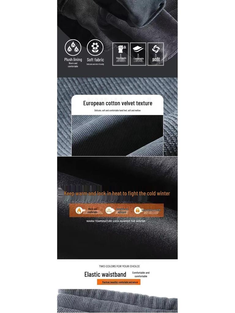 Męskie spodnie dresowe z chenille'u, sztruksu i polaru - Luźne, codzienne, w dużych rozmiarach (Trend Jesień/Zima 2025)