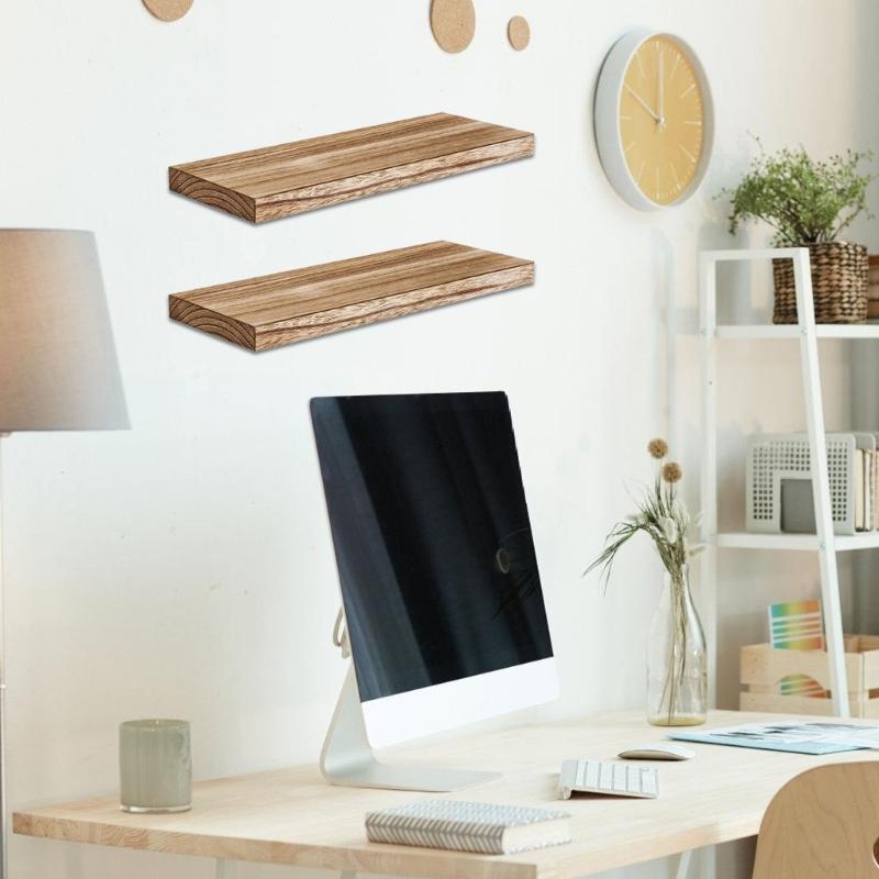 2 Pezzi Mensole Galleggianti per Parete Legno Naturale 40cm Robusti Organizer per la Conservazione Marrone Chiaro Facili da Montare Decorazioni per la Casa